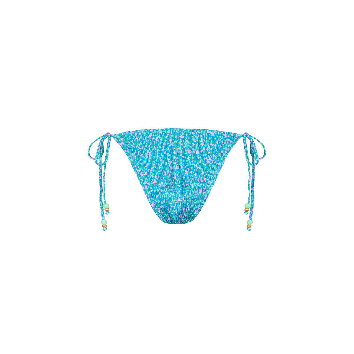 Shirred Dipped Cheeky Tie Bikini Bottom - Ocean Kisses