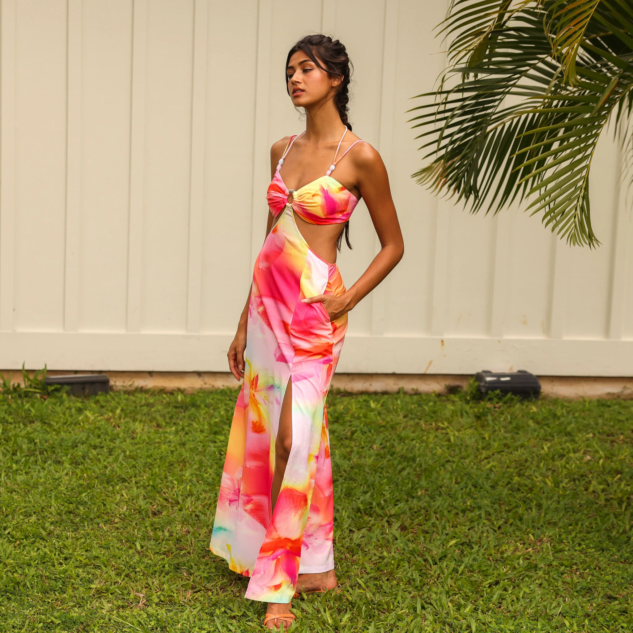 1328-beaded-cut-out-maxi-dress-frangipani-swirl-7.webp Beaded Cut Out Maxi Dress - Frangipani Swirl