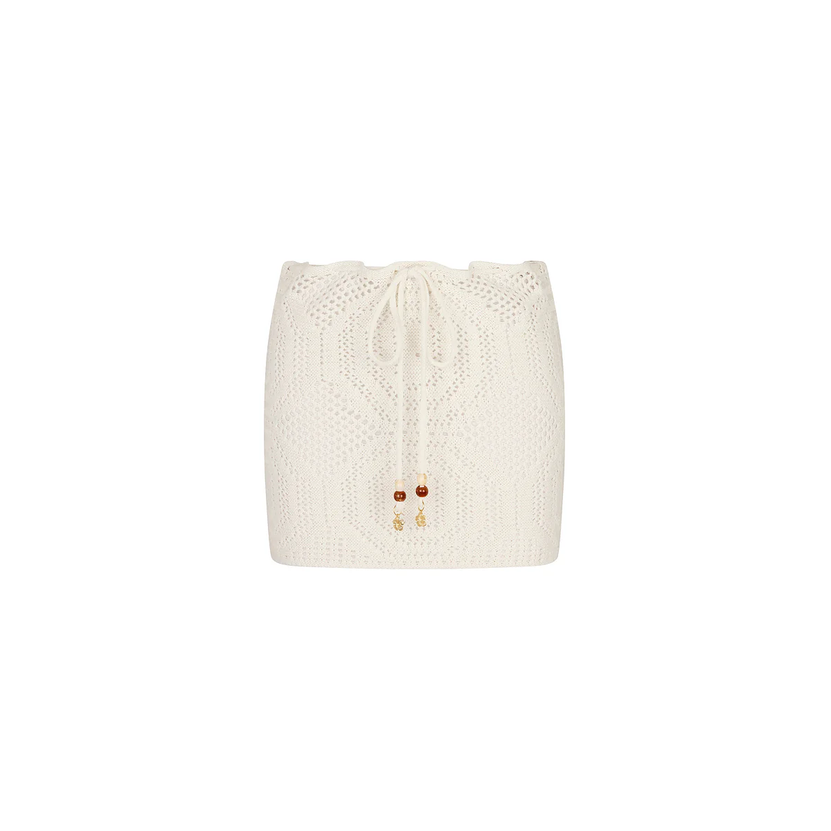 Crochet Lace Knit Mini Skirt - Whipped White