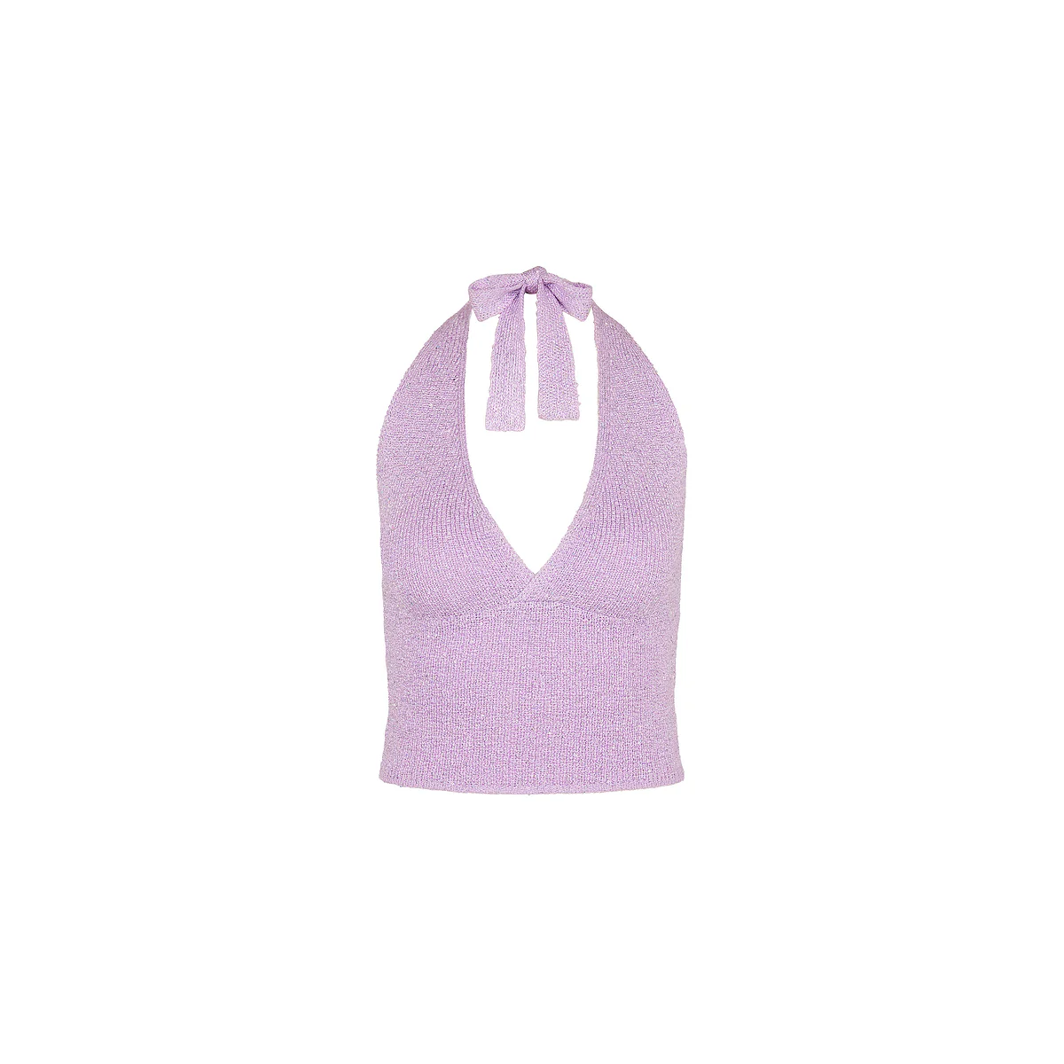 1518-retro-tie-halter-knit-top-lilac-glimmer-1.webp Retro Tie Halter Knit Top - Lilac Glimmer
