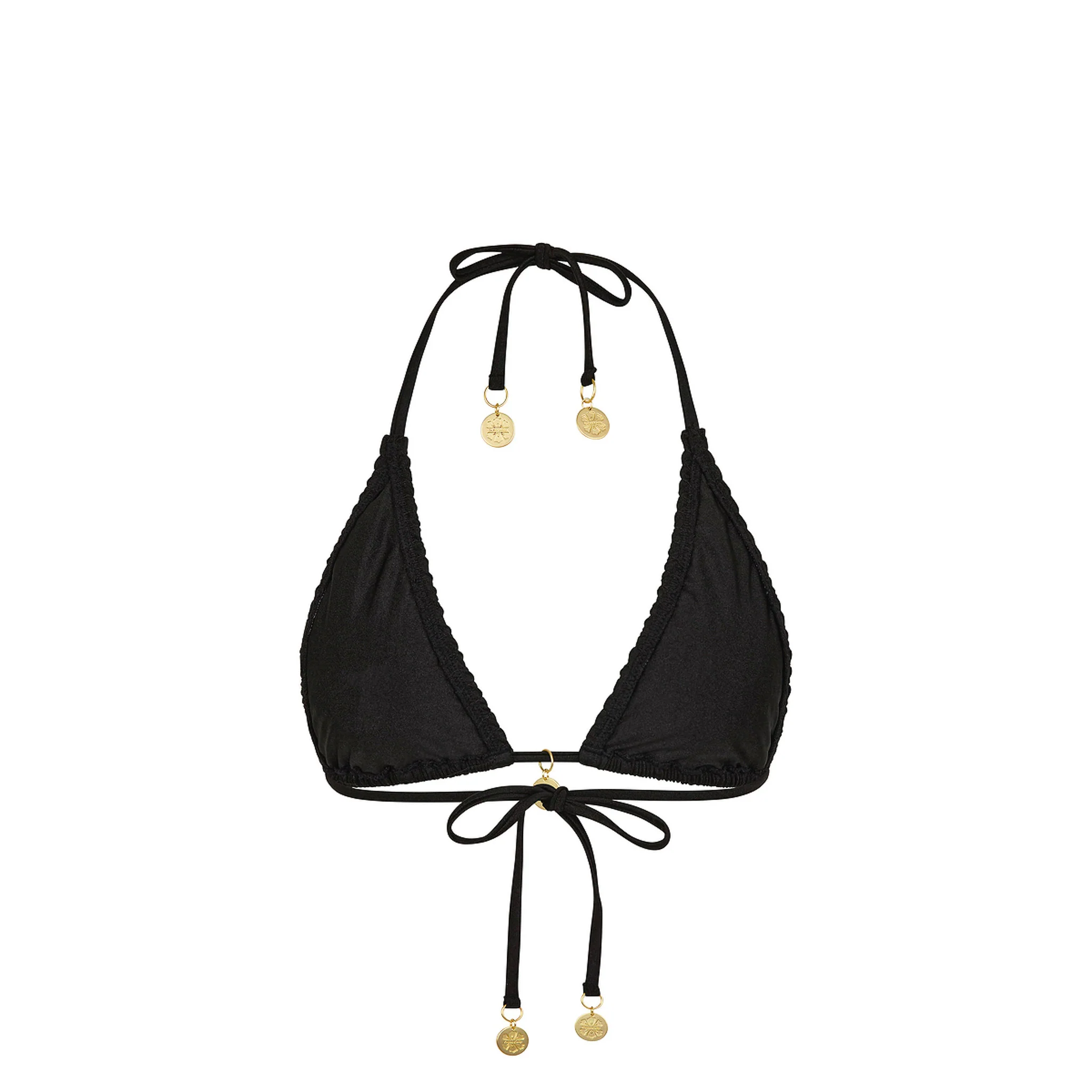 Shirred Triangle Bikini Top - Twilight Black