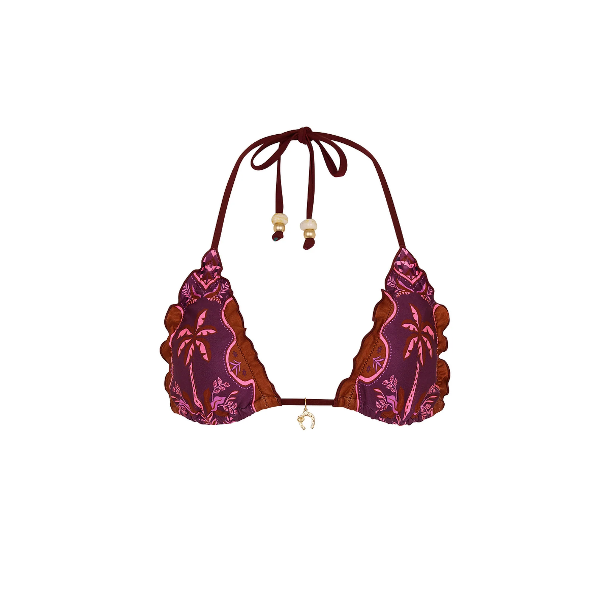 Lettuce Edge Bralette Bikini Top - Whiskey Waves
