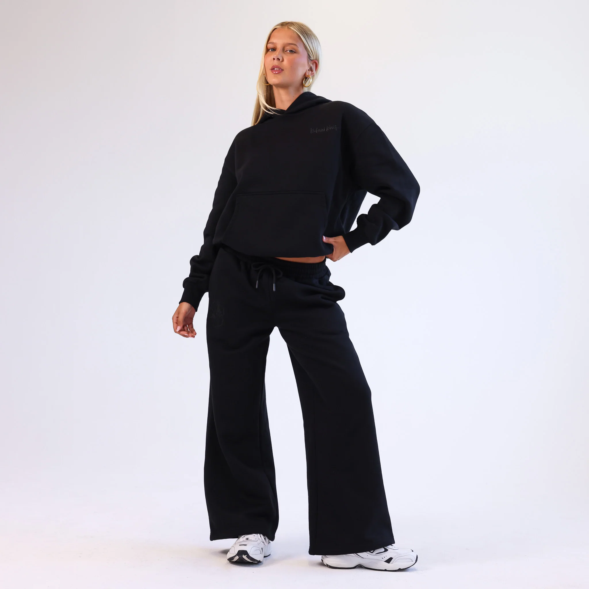 Embroidered Track Pants - Twilight Black