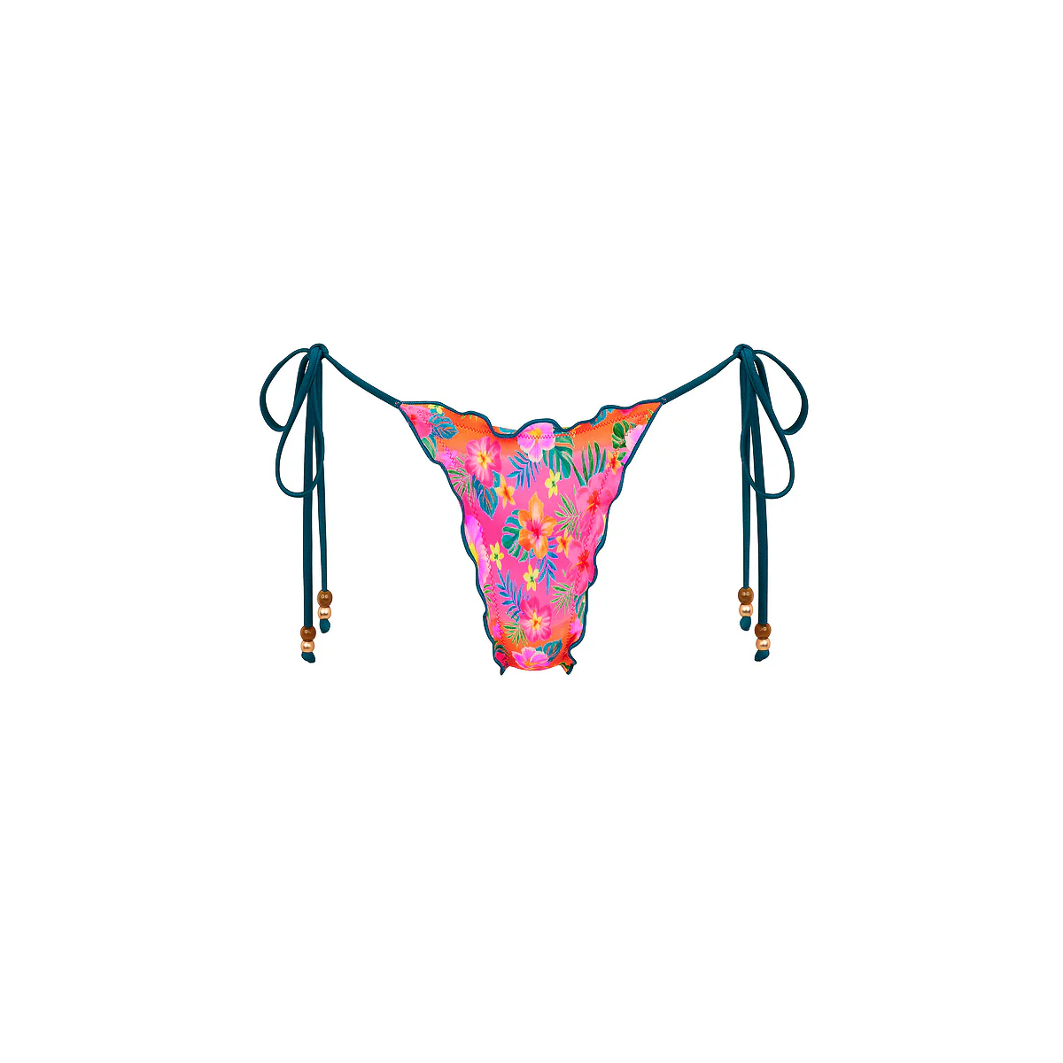 5030-lettuce-edge-thong-tie-bikini-bottom-summer-glow-1.webp Lettuce Edge Thong Tie Bikini Bottom - Summer Glow
