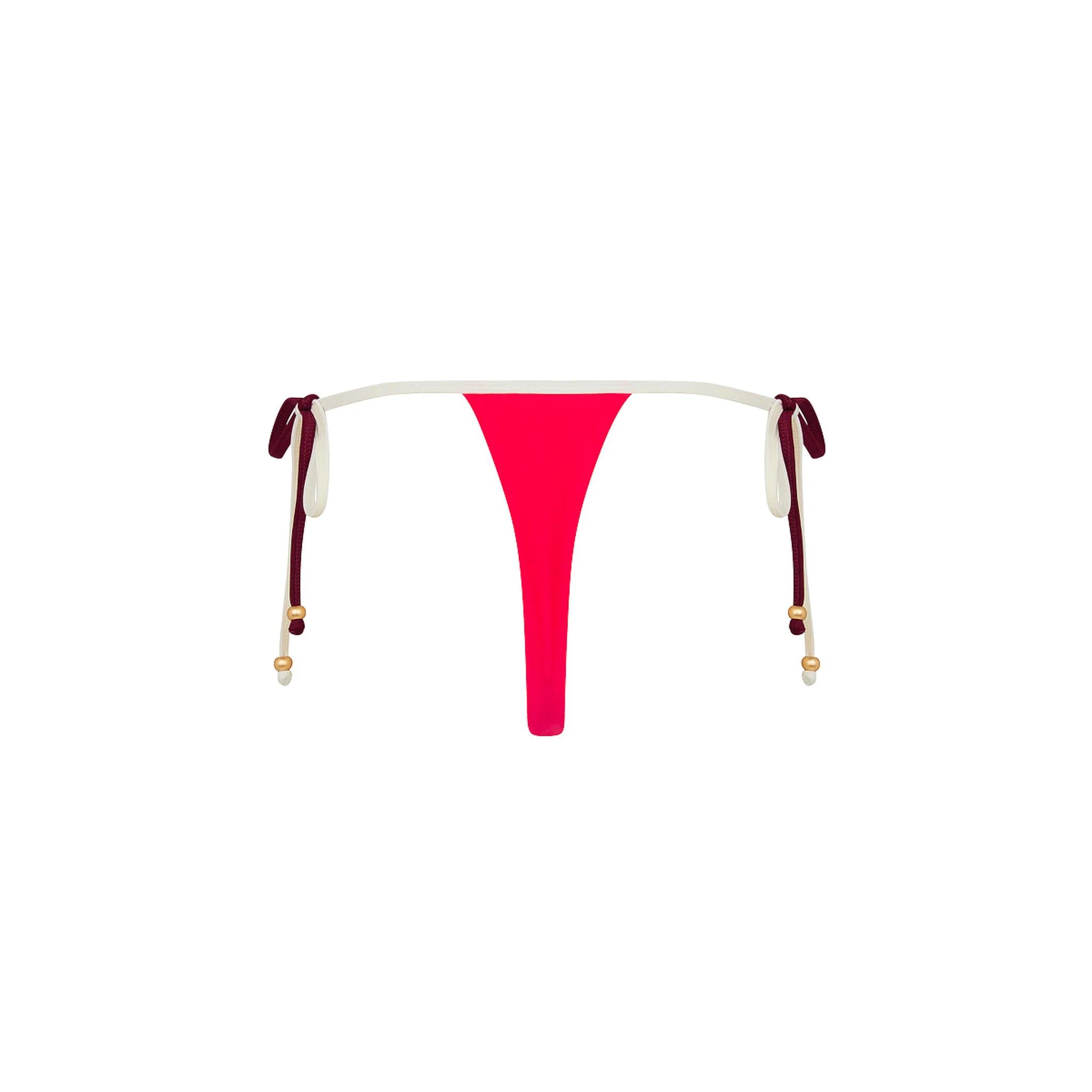 Micro Thong Tie Side Bikini Bottom - Cherry Cola