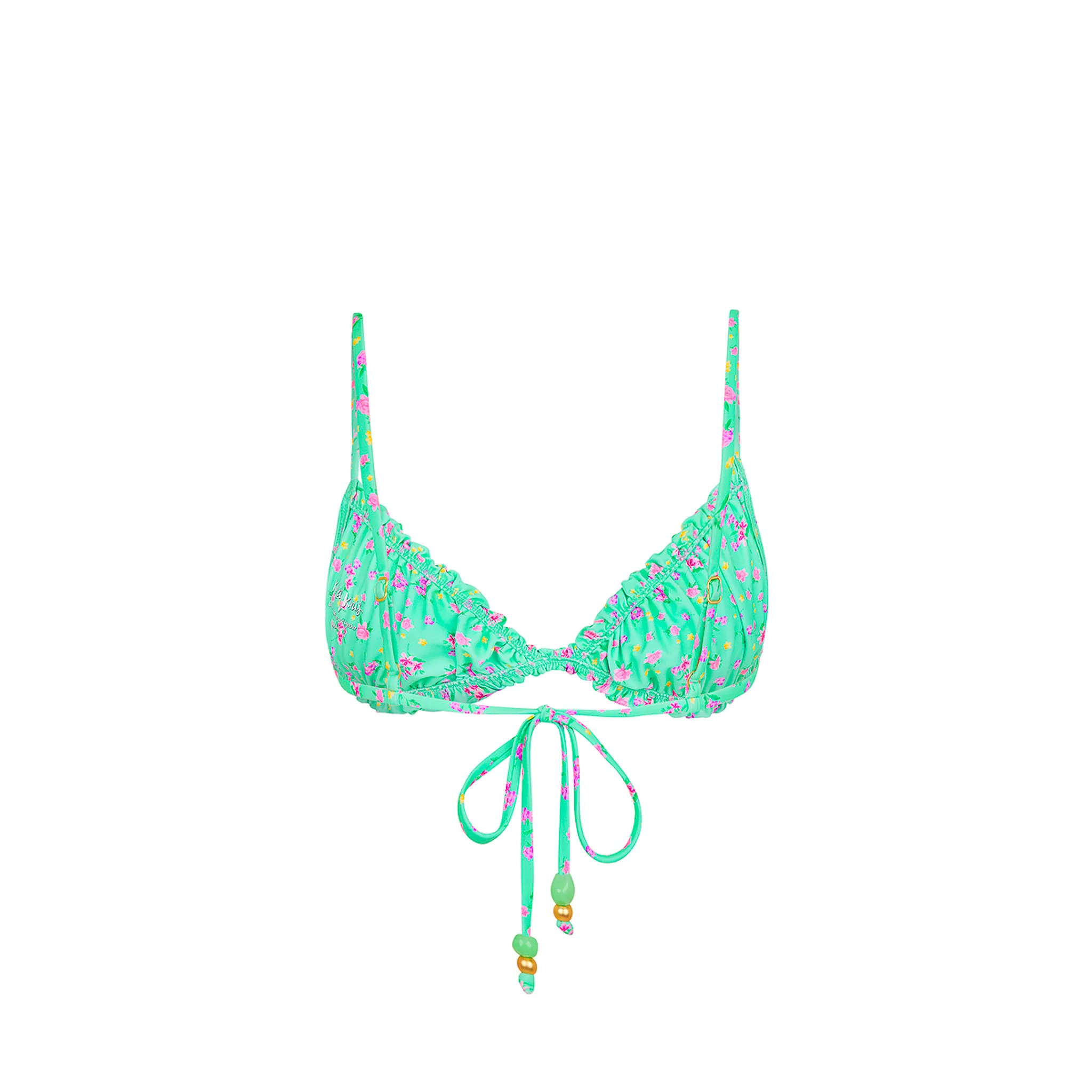 Ruched Bow Bralette Bikini Top - Mint Macaron