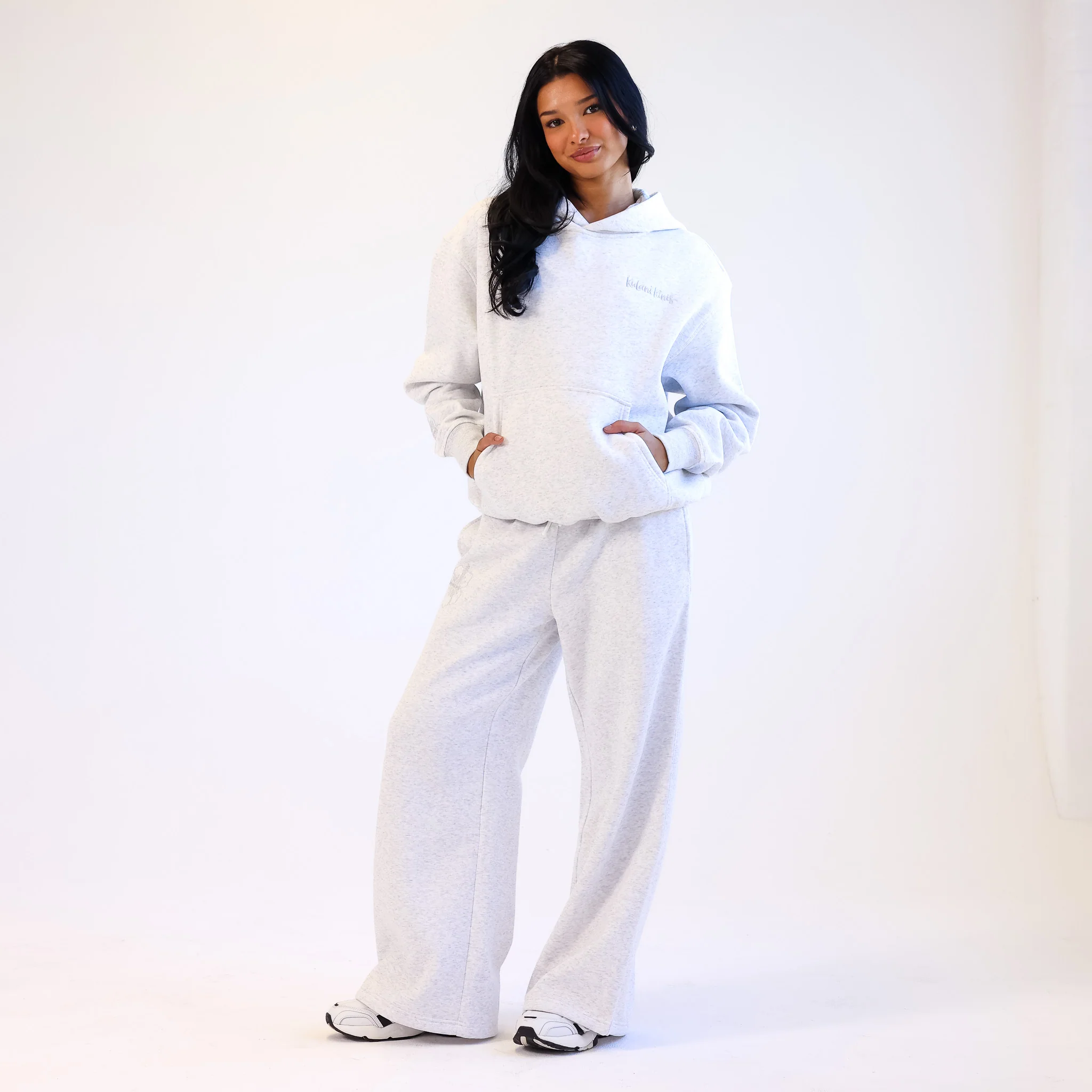 Embroidered Hoodie - Silver Stone