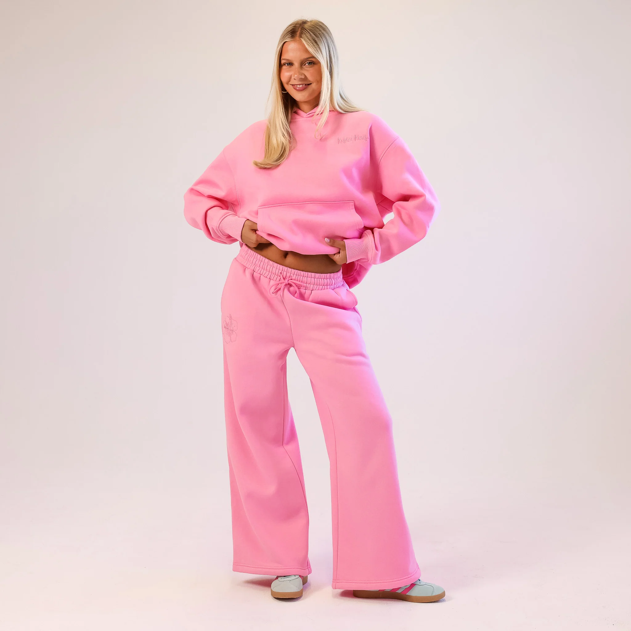 Embroidered Track Pants - Powder Puff