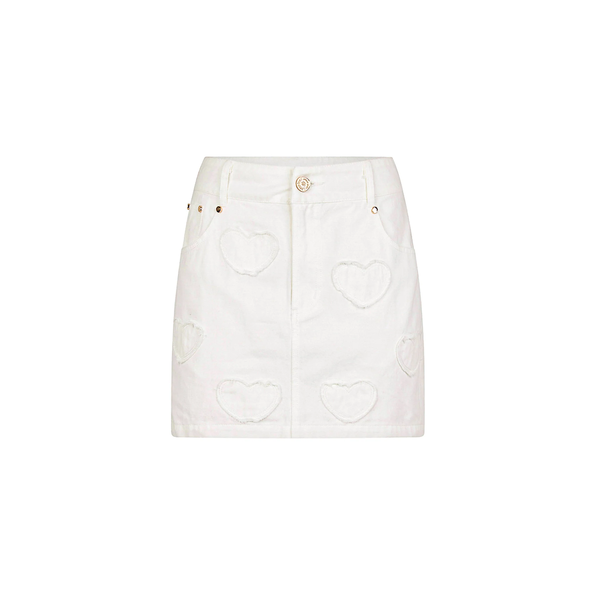 Applique Jean Mini Skirt - Chantilly Denim