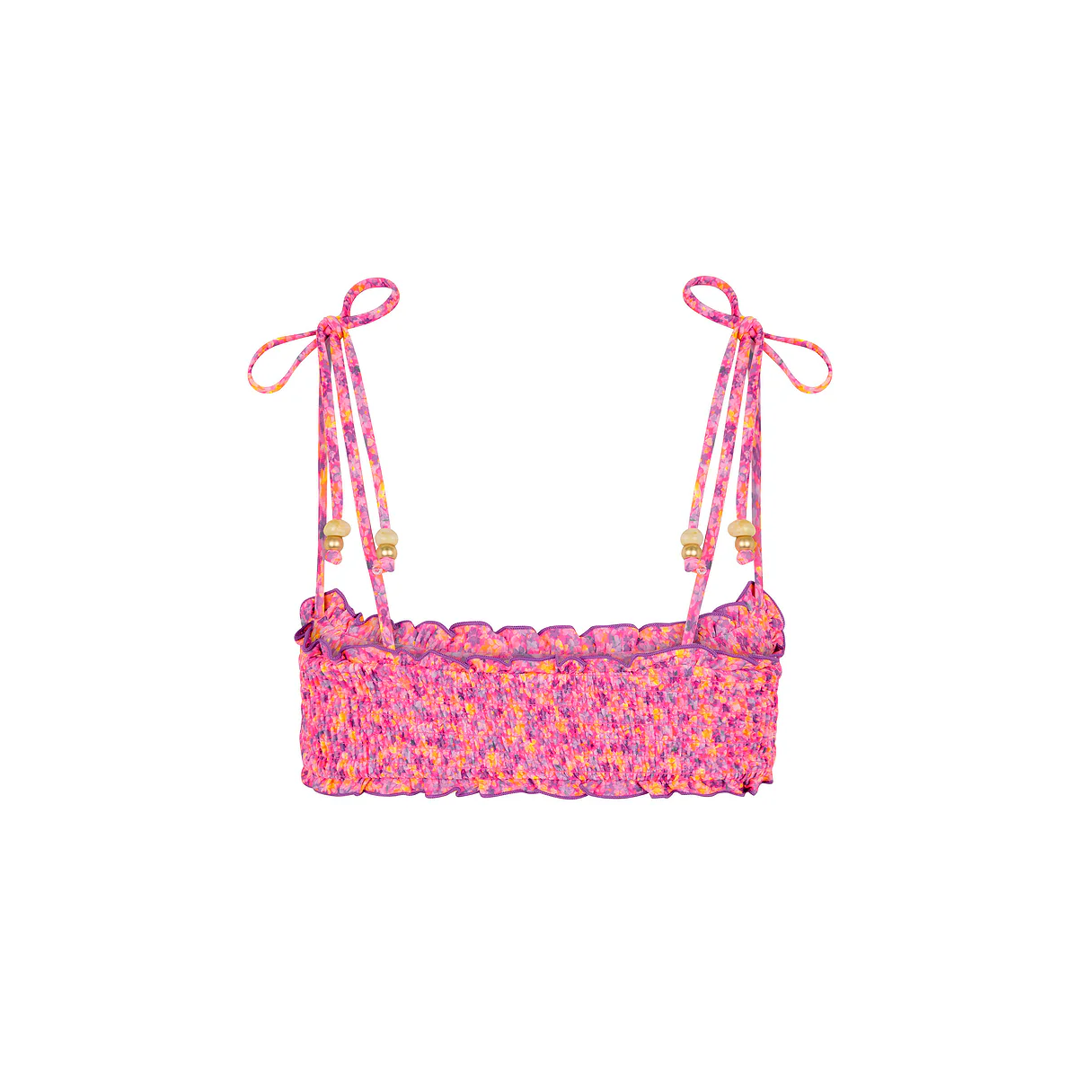 Shirred Crop Tie Bikini Top - Gelato Bloom