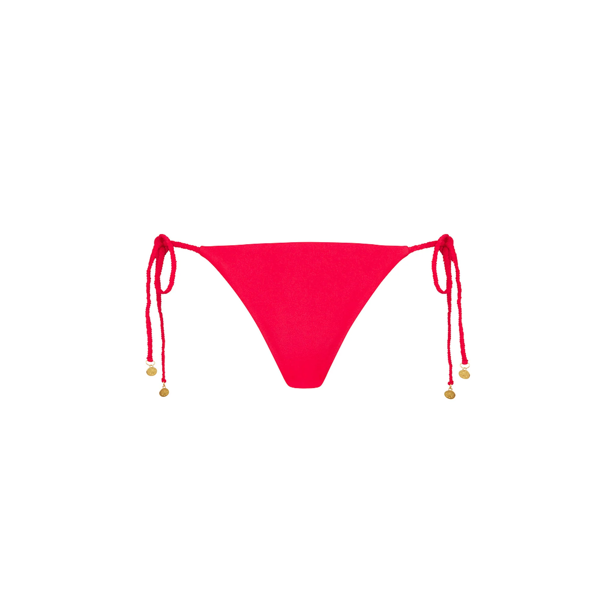 Braided Thong Tie Side Bikini Bottom - Cherry Crush