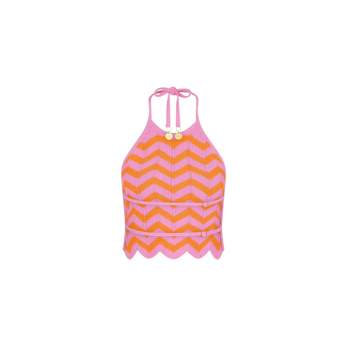 Chevron Knit Halter Crop Top - Sundrenched