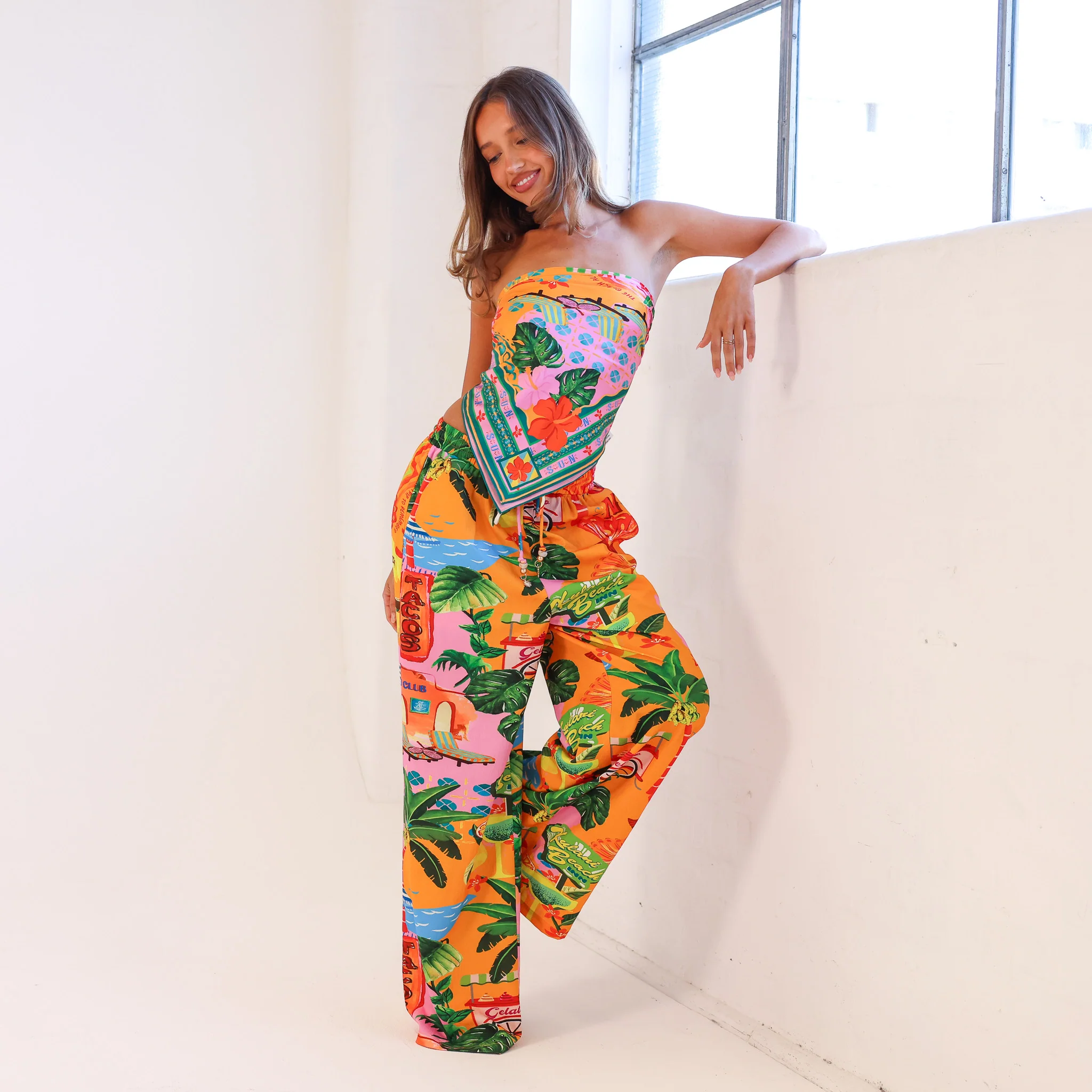 Drawstring Summer Pants - Sunlit Spritz