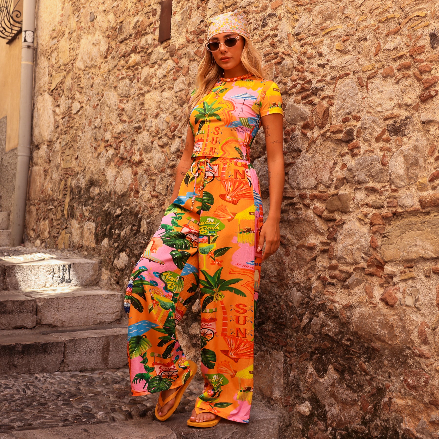 Drawstring Summer Pants - Sunlit Spritz