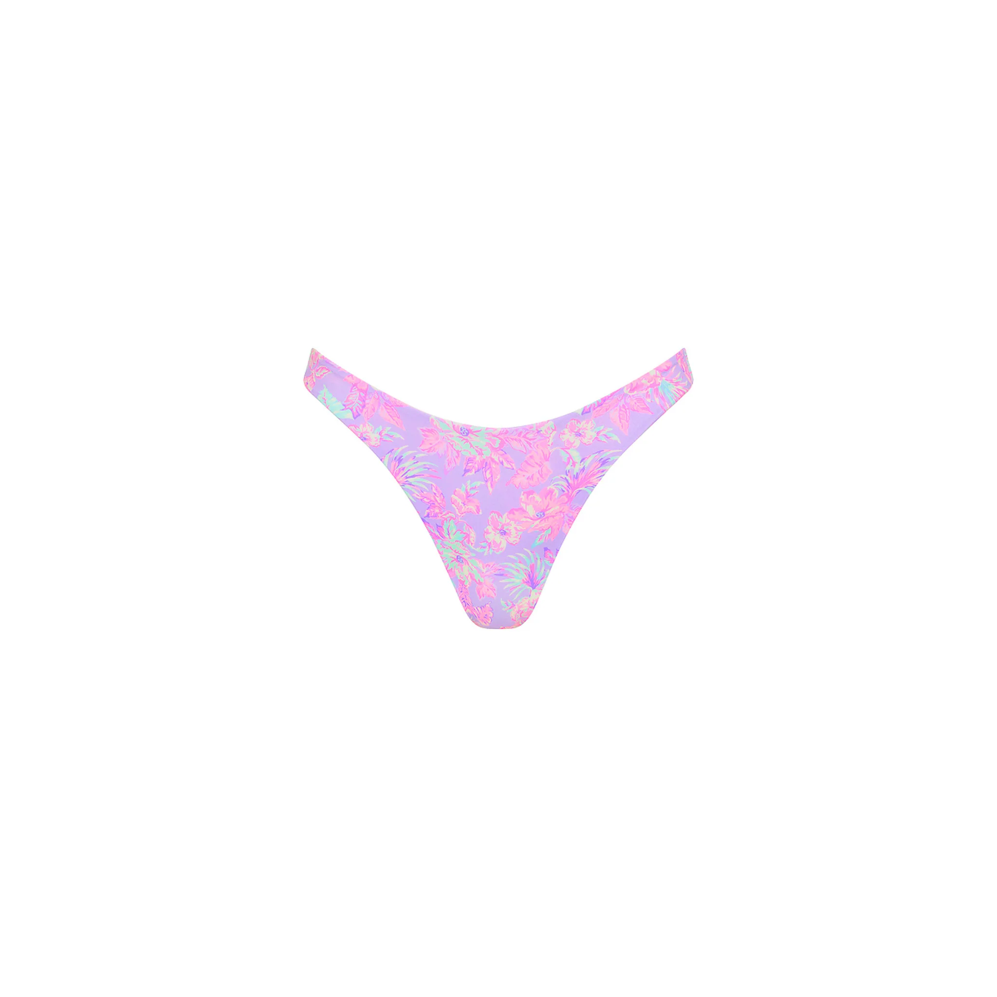 Gathered Deep V Thong Bikini Bottom - Lilac Love