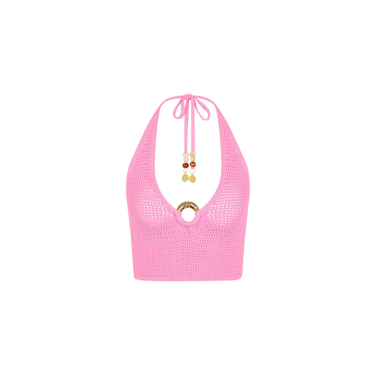 5849-knit-ring-halter-crop-top-bubblegum-1.webp Knit Ring Halter Crop Top - Bubblegum