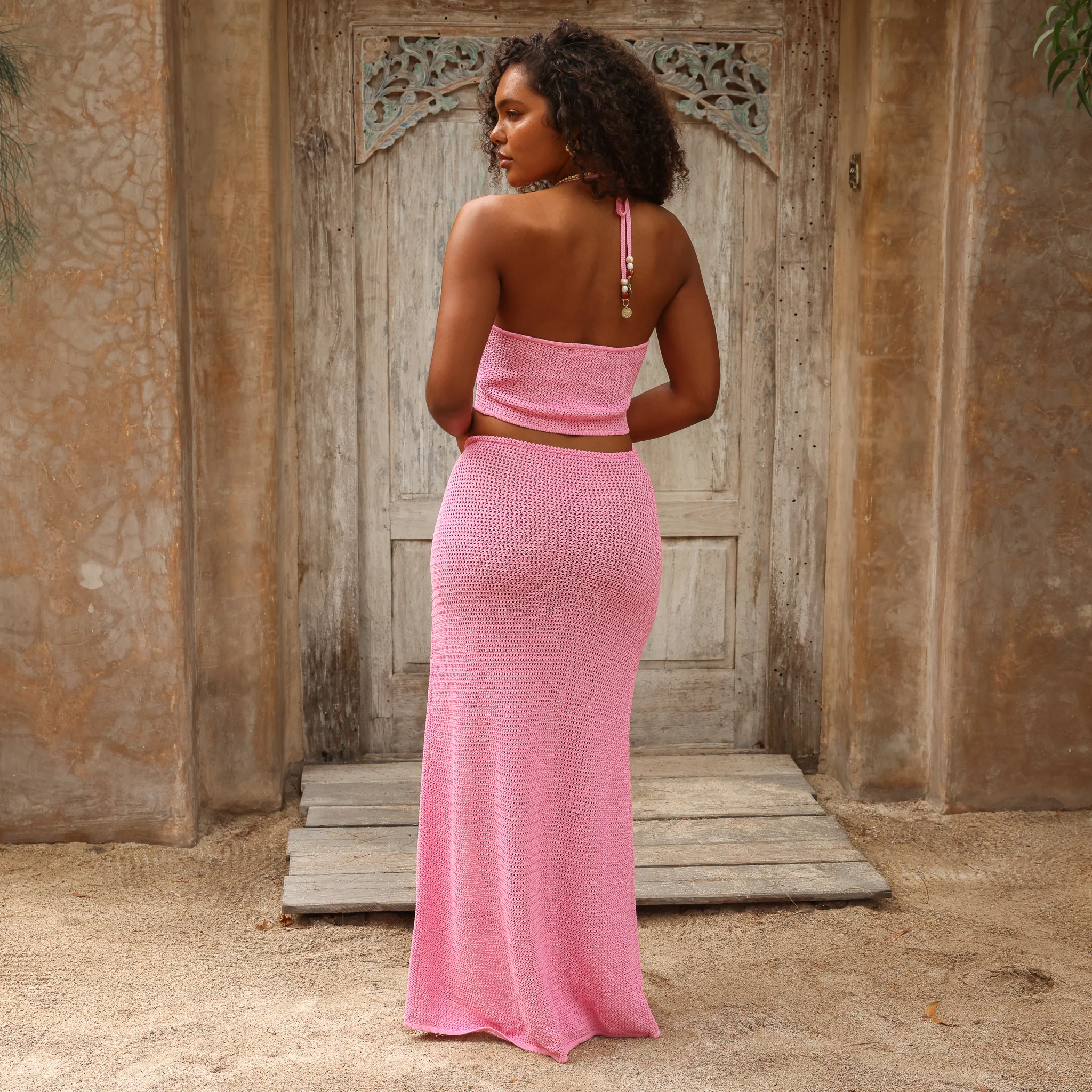 5849-knit-ring-halter-crop-top-bubblegum-7.webp Knit Ring Halter Crop Top - Bubblegum
