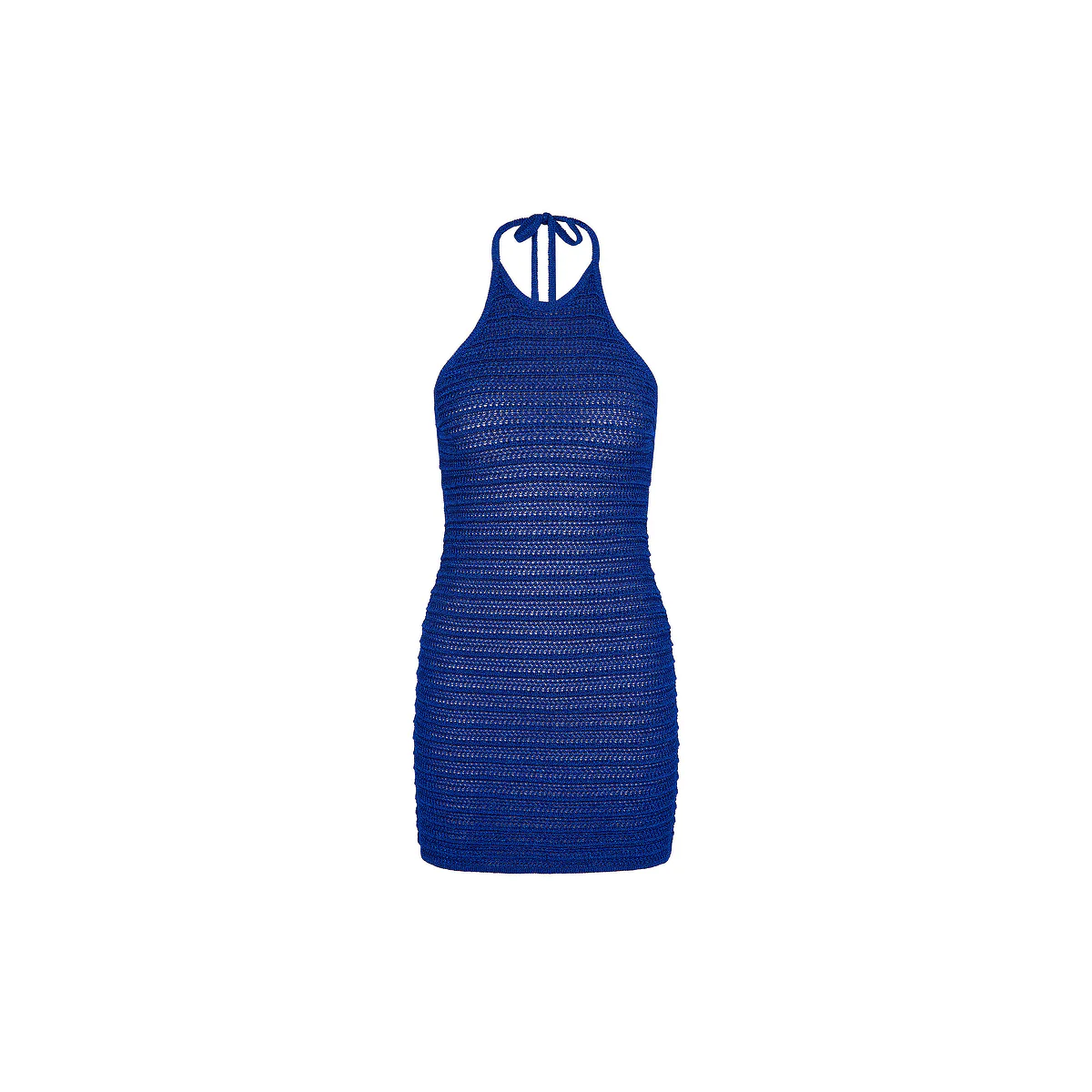 5916-metallic-knit-halter-mini-dress-blue-lagoon-1.webp Metallic Knit Halter Mini Dress - Blue Lagoon