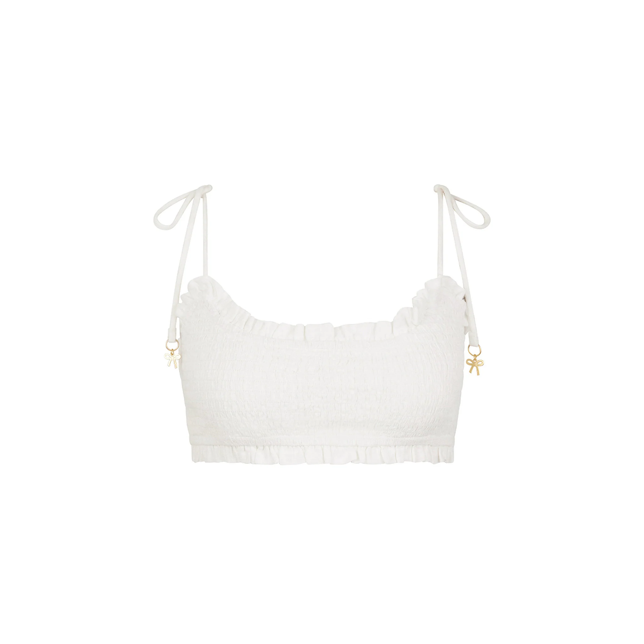 6020-ruffle-shirred-tie-crop-white-1.webp Ruffle Shirred Tie Crop - White